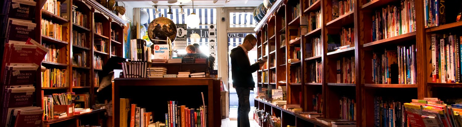 Books stacked on display